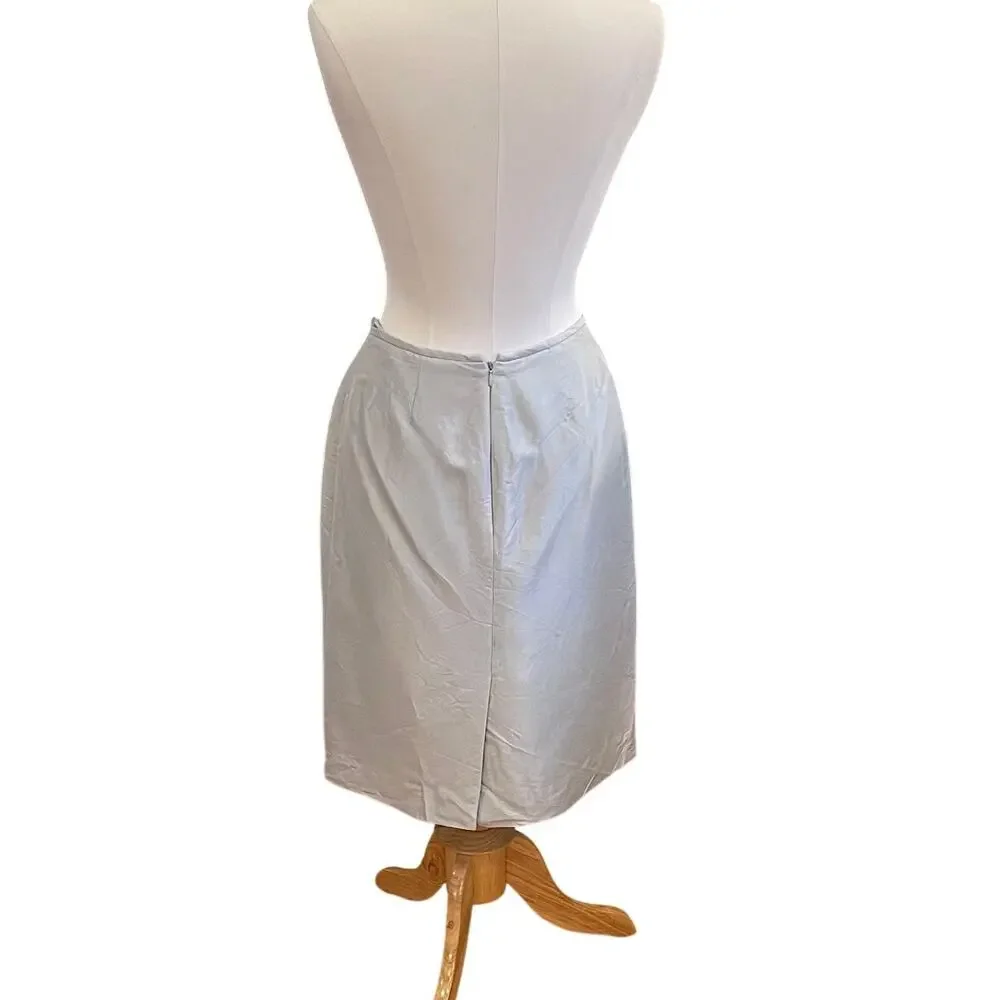 Kasper Petite Baby Blue Silk Pencil Skirt, Minimalist, Classic, Size 8P